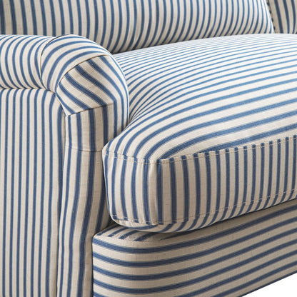 Daphnis Blue Striped Linen Blend Sofa, 3-Seater