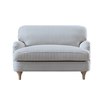 Daphnis Blue Striped Linen Blend Sofa, Loveseat