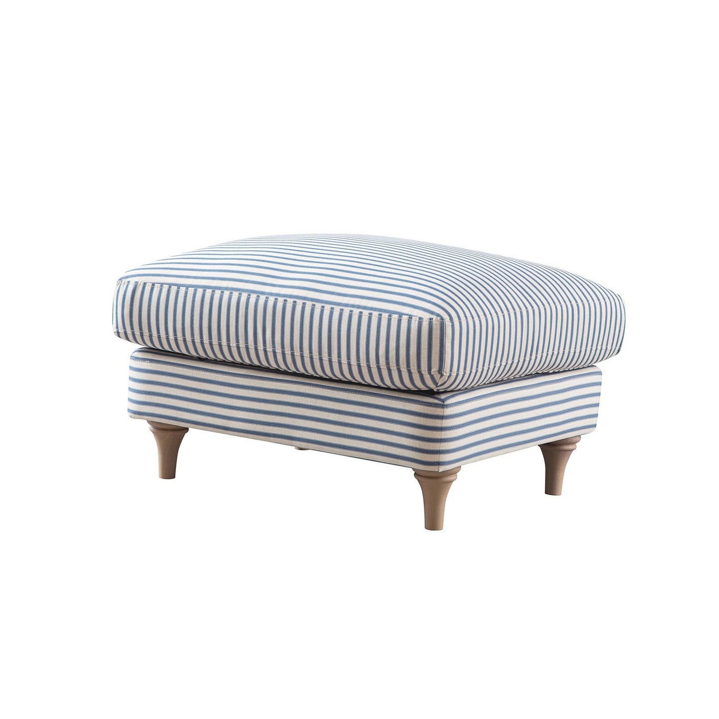 Daphnis Blue Striped Linen Blend Footstool