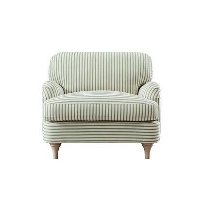 Daphnis Green Striped Linen Blend Sofa, 1-Seater