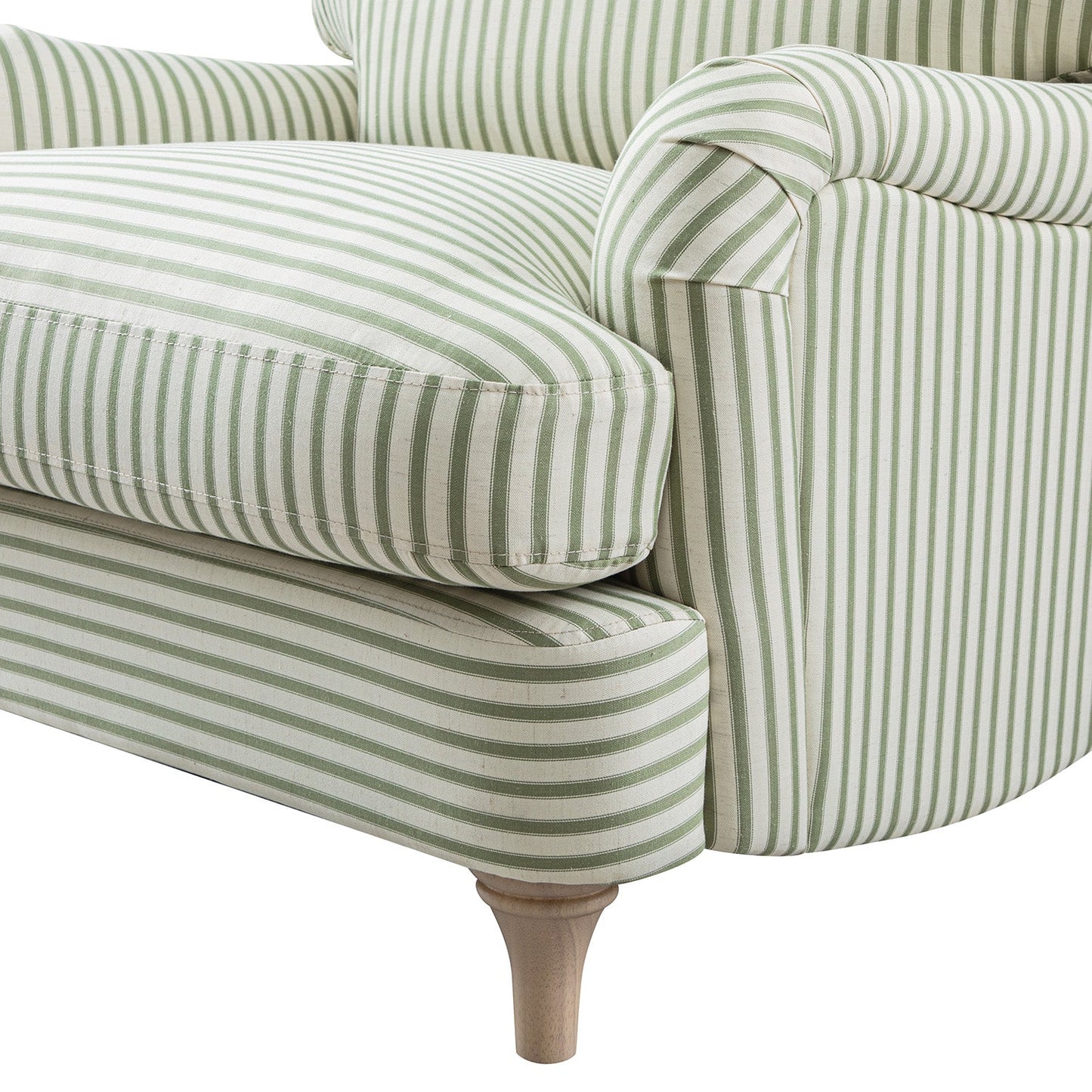 Daphnis Green Striped Linen Blend Sofa, 1-Seater