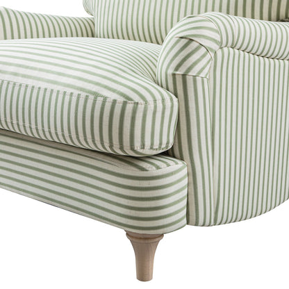 Daphnis Green Striped Linen Blend Sofa, 1-Seater