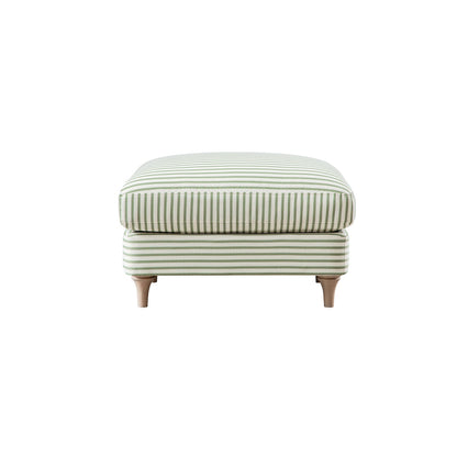 Daphnis Green Striped Linen Blend Footstool