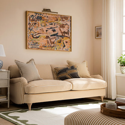 Daphnis Ochre Striped Linen Blend Sofa, 3-Seater