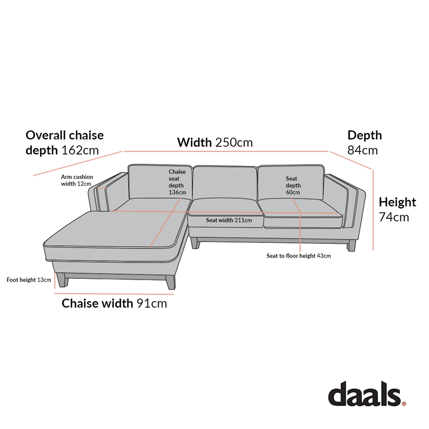 Dipley Beige Boucle Fabric Sofa, Grande Chaise Sofa Left Hand Facing
