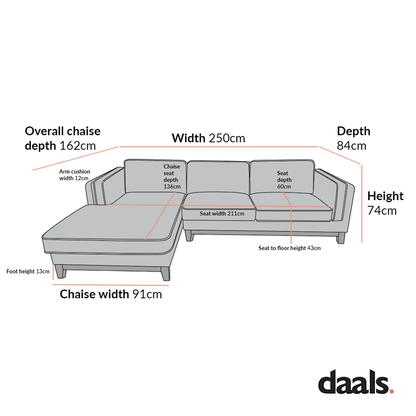 Dipley Champagne Velvet Sofa, Grande Chaise Sofa Left Hand Facing