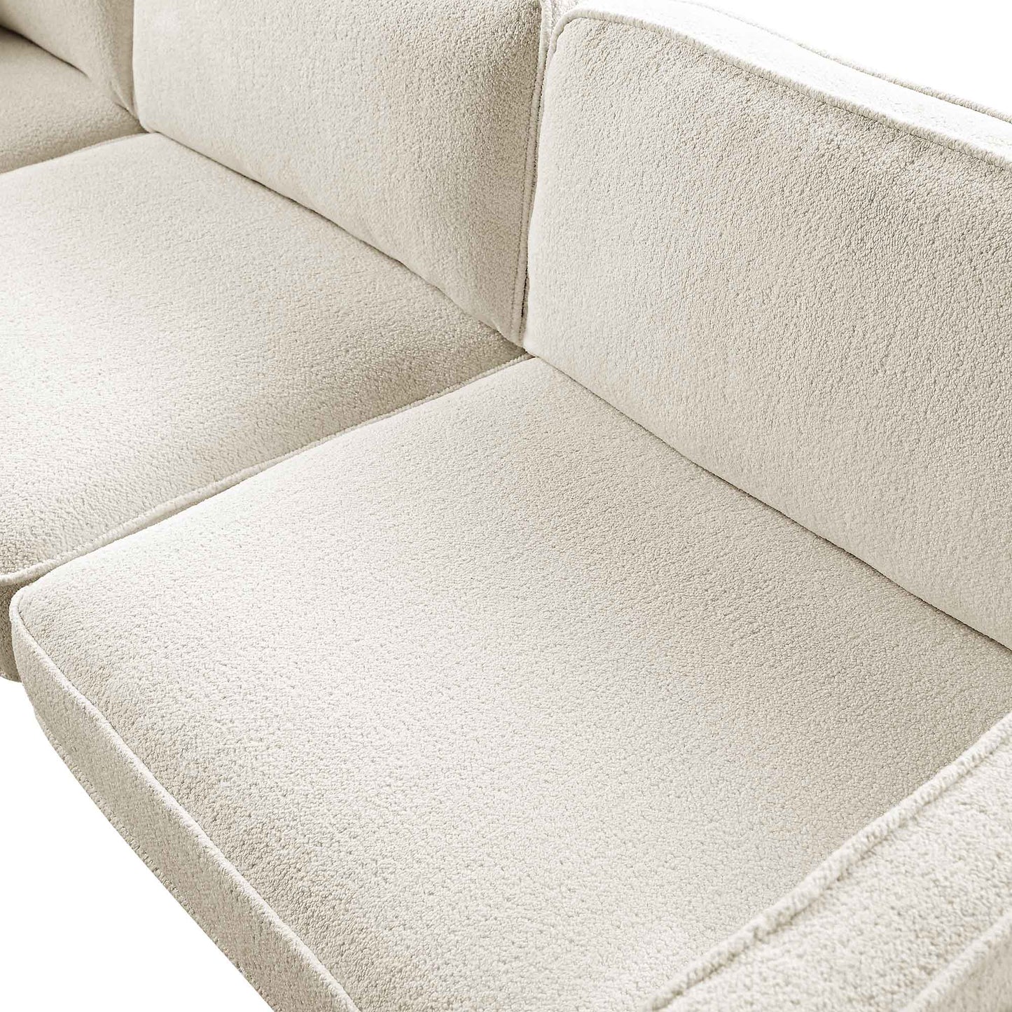 Dipley Beige Boucle Fabric Grande Corner Sofa