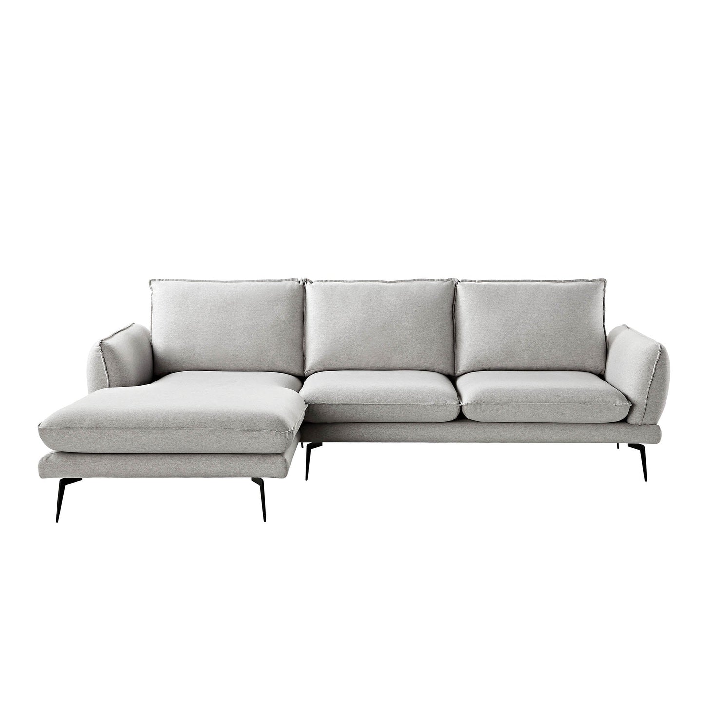 Obriel Grey Marl Fabric Sofa, Grande Chaise Sofa Left Hand Facing
