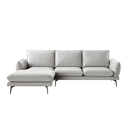 Obriel Grey Marl Fabric Sofa, Grande Chaise Sofa Left Hand Facing