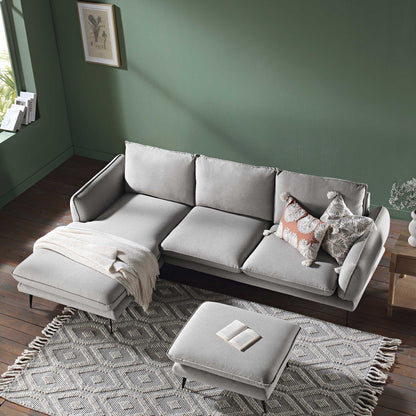 Obriel Grey Marl Fabric Sofa, Grande Chaise Sofa Left Hand Facing
