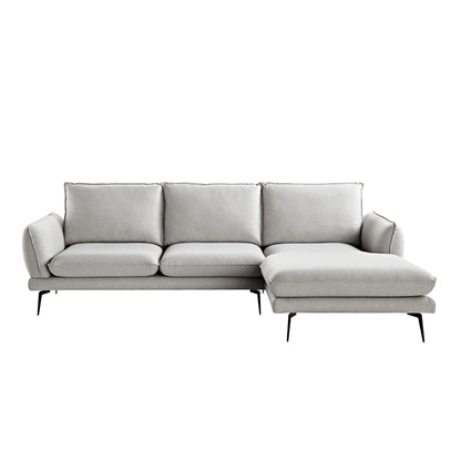Obriel Grey Marl Fabric Sofa, Grande Chaise Sofa Right Hand Facing