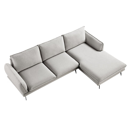 Obriel Grey Marl Fabric Sofa, Grande Chaise Sofa Right Hand Facing