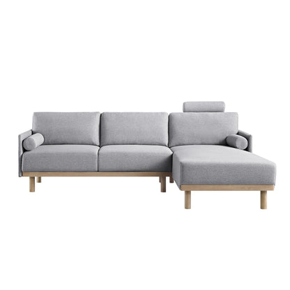 Timber Grey Marl Fabric Sofa, Large 3-Seater Chaise Sofa Right Hand Facing