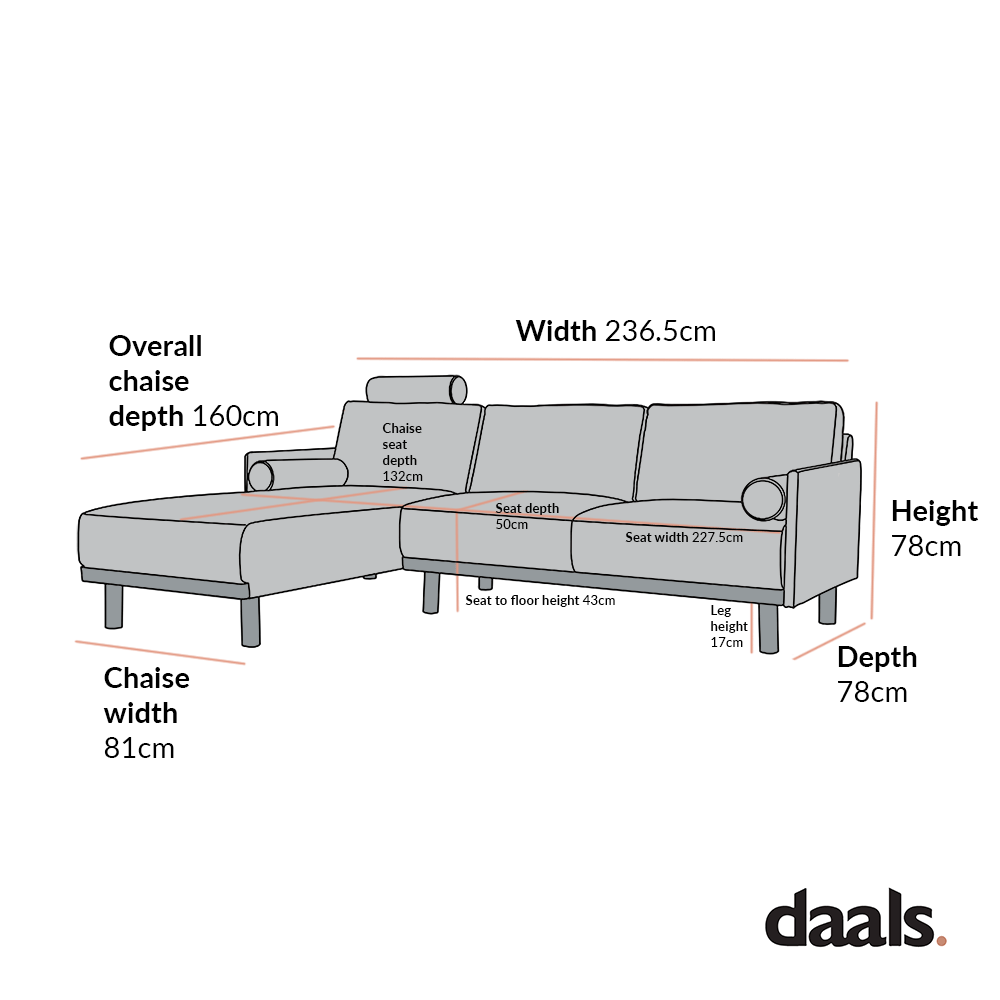 Timber Grey Marl Fabric Sofa, Large 3-Seater Chaise Sofa Left Hand Facing