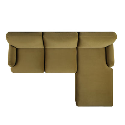 Daphnis Fudge Velvet Sofa, Grande Chaise Sofa Right Hand Facing