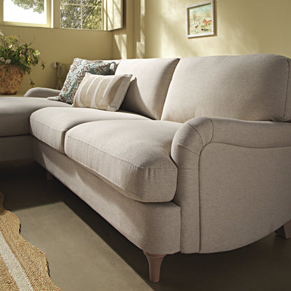 Daphnis Oatmeal Fabric Sofa, Grande Chaise Sofa Left Hand Facing