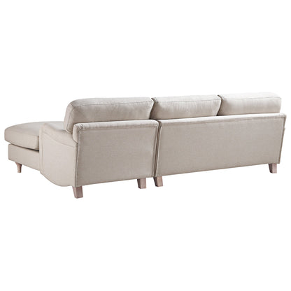 Daphnis Oatmeal Fabric Sofa, Grande Chaise Sofa Right Hand Facing
