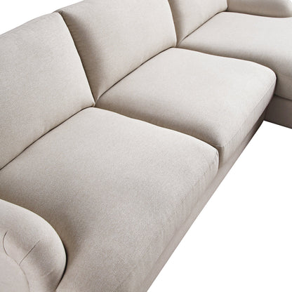 Daphnis Oatmeal Fabric Sofa, Grande Chaise Sofa Right Hand Facing