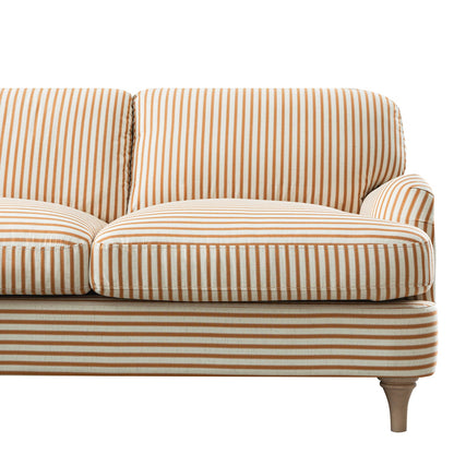 Daphnis Ochre Striped Linen Blend Sofa, Grande Chaise Sofa Left Hand Facing