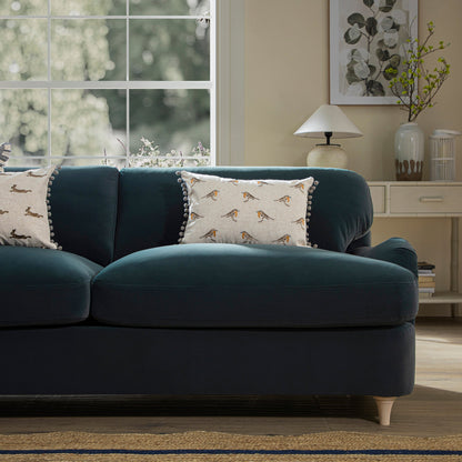 Daphnis Aegean Blue Velvet Sofa Bed, Large 3-Seater