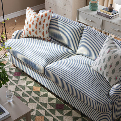 Daphnis Blue Striped Linen Blend Sofa Bed, Large 3-Seater