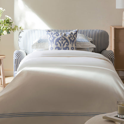 Daphnis Blue Striped Linen Blend Fabric Sofa Bed, Loveseat