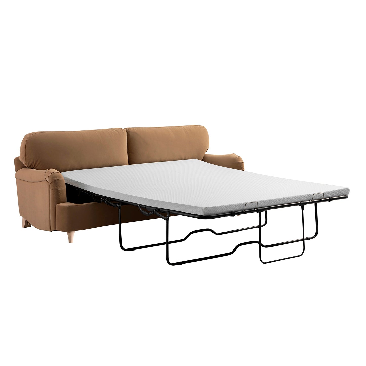 Daphnis Camel Velvet Sofa Bed, Large 3-Seater