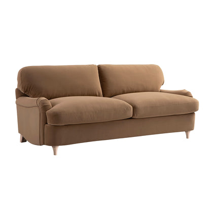Daphnis Camel Velvet Sofa Bed, Large 3-Seater