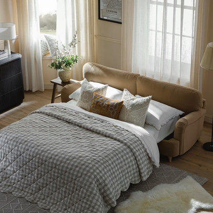 Daphnis Camel Velvet Sofa Bed, Large 3-Seater