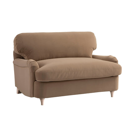 Daphnis Camel Velvet Sofa Bed, Loveseat