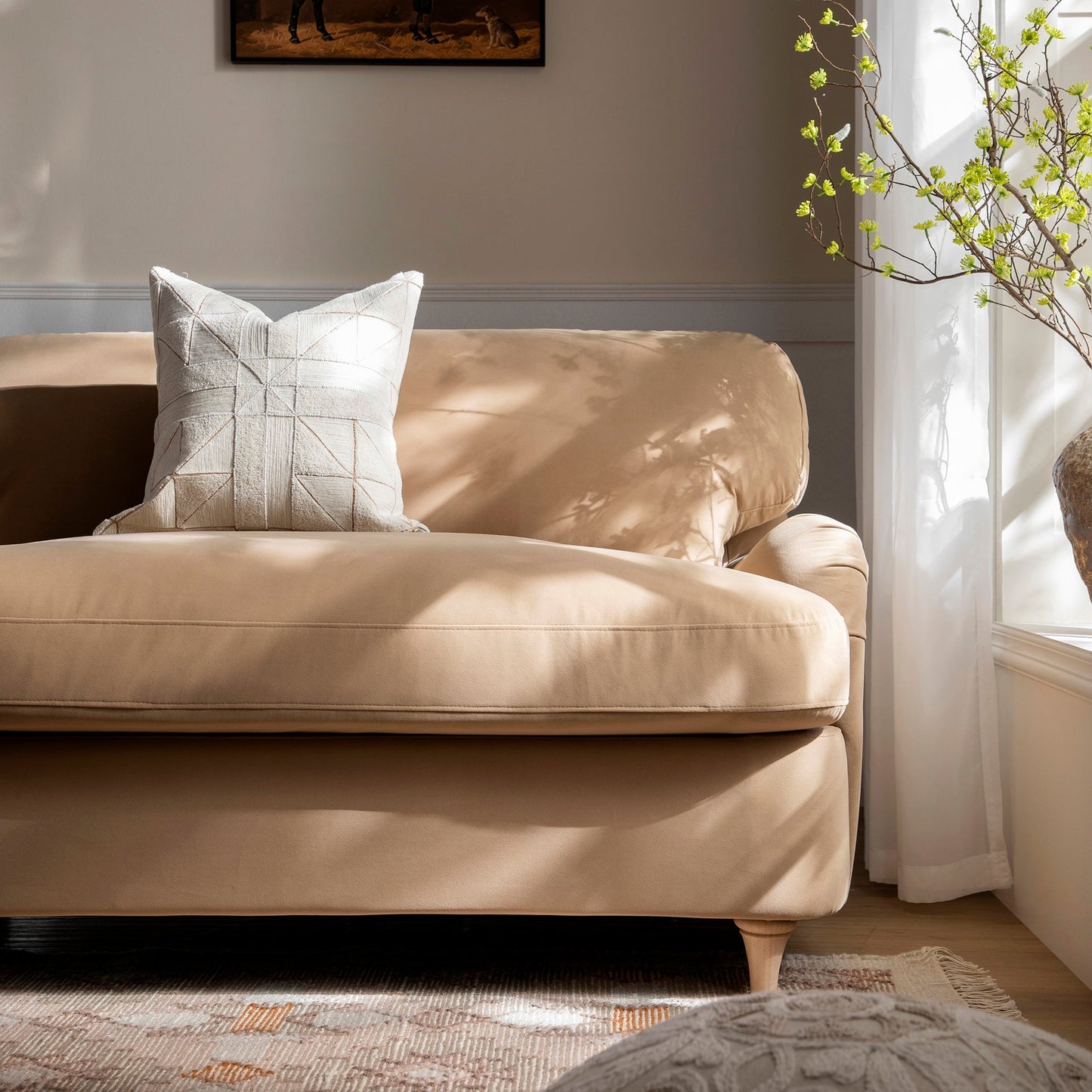 Daphnis Camel Velvet Sofa Bed, Loveseat