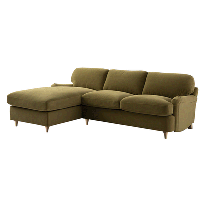 Daphnis Fudge Velvet Sofa Bed, Grande Chaise Left Hand Facing