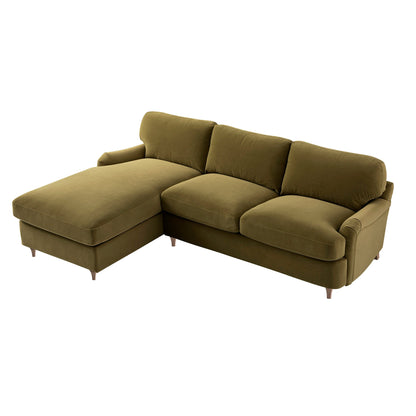 Daphnis Fudge Velvet Sofa Bed, Grande Chaise Left Hand Facing
