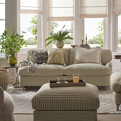 Daphnis Green Striped Linen Blend Sofa Bed, Large 3-Seater