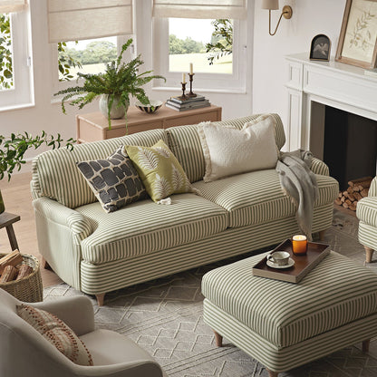 Daphnis Green Striped Linen Blend Sofa Bed, Large 3-Seater