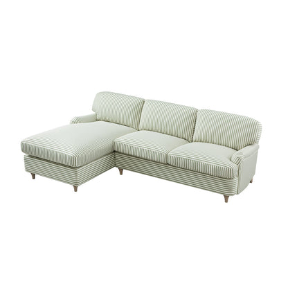 Daphnis Green Striped Linen Blend Sofa Bed, Grande Chaise Left Hand Facing