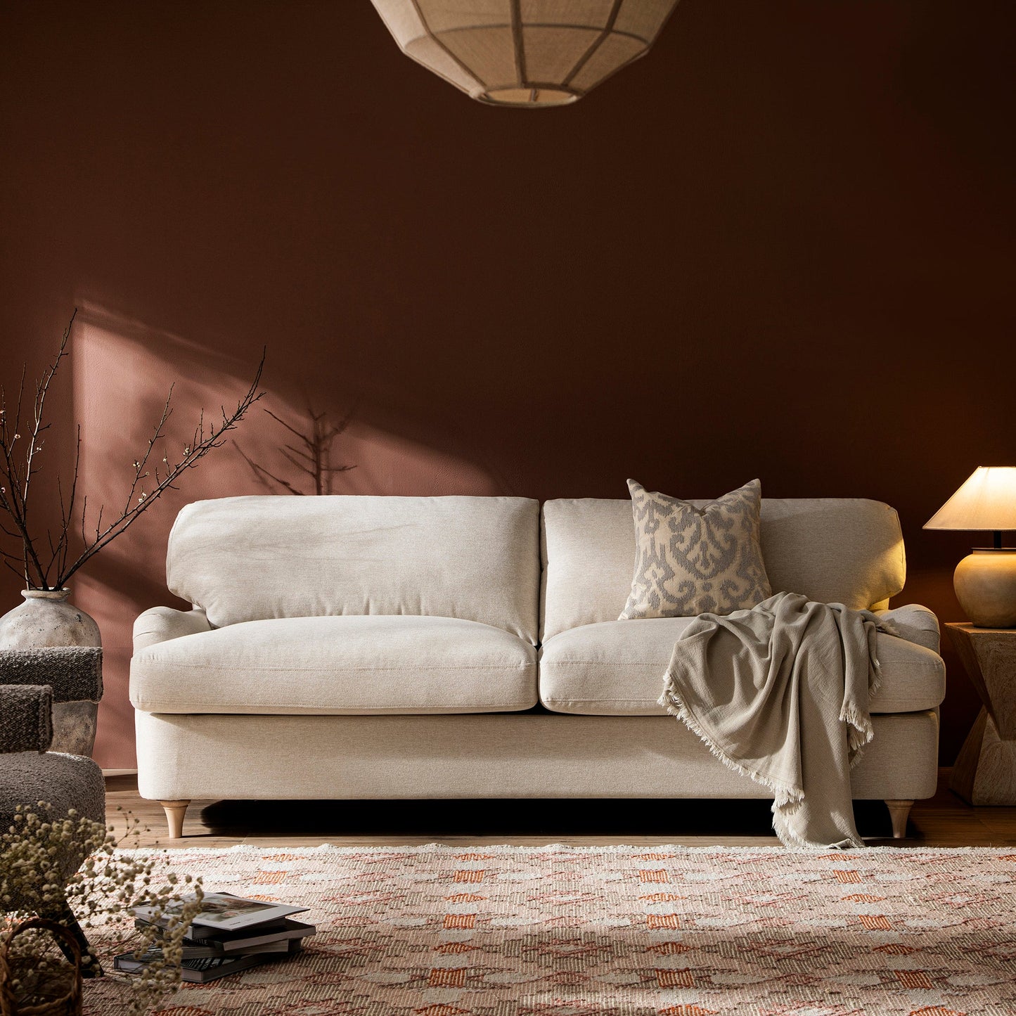 Daphnis Oatmeal Fabric Sofa Bed, Large 3-Seater