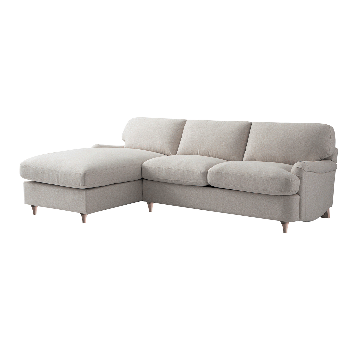 Daphnis Oatmeal Fabric Sofa Bed, Grande Chaise Left Hand Facing