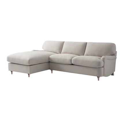 Daphnis Oatmeal Fabric Sofa Bed, Grande Chaise Left Hand Facing