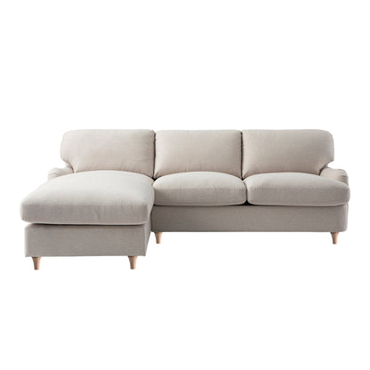 Daphnis Oatmeal Fabric Sofa Bed, Grande Chaise Left Hand Facing