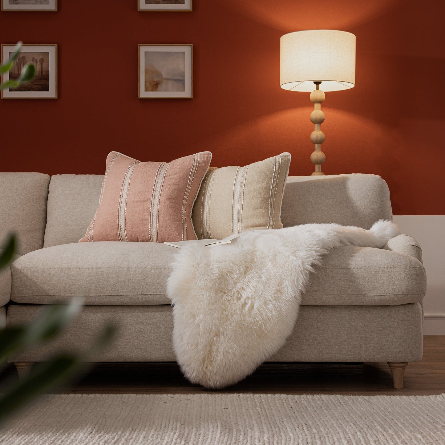 Daphnis Oatmeal Fabric Sofa Bed, Grande Chaise Left Hand Facing