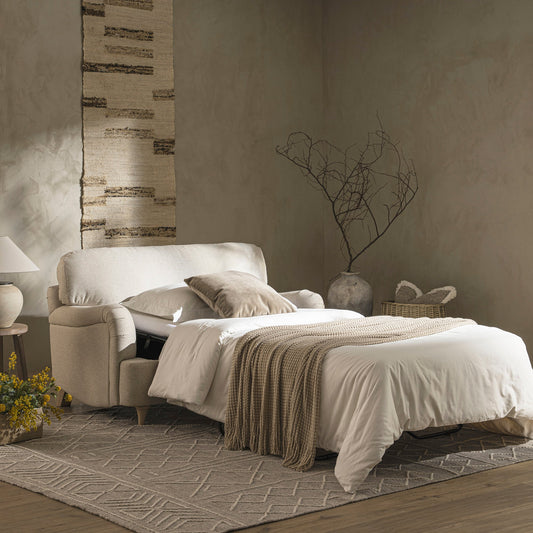 Daphnis Oatmeal Fabric Sofa Bed, Loveseat