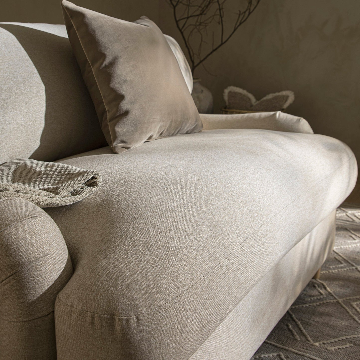 Daphnis Oatmeal Fabric Sofa Bed, Loveseat