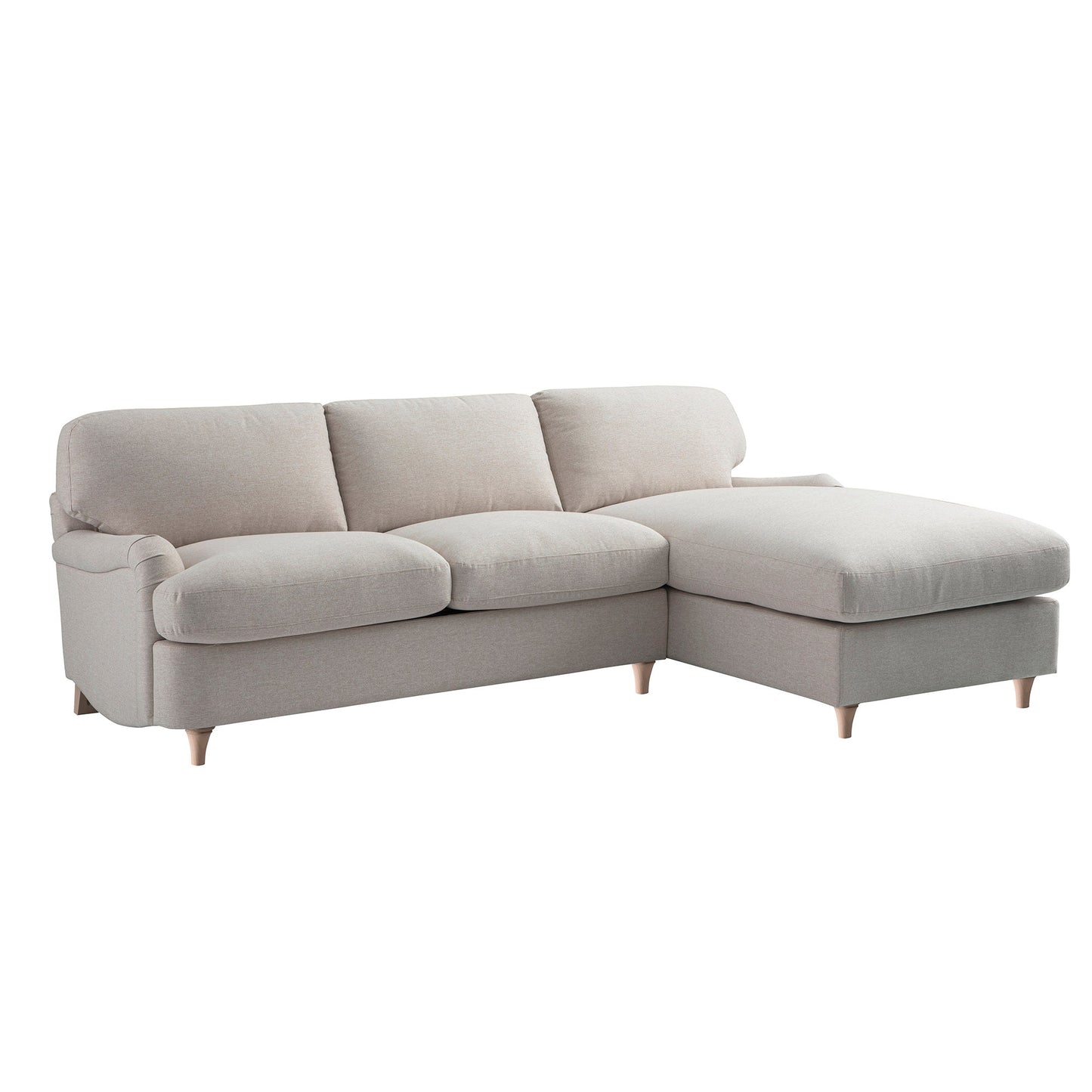 Daphnis Oatmeal Fabric Sofa Bed, Grande Chaise Right Hand Facing