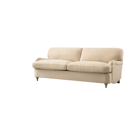 Daphnis Ochre Striped Linen Blend Sofa Bed, Large 3-Seater