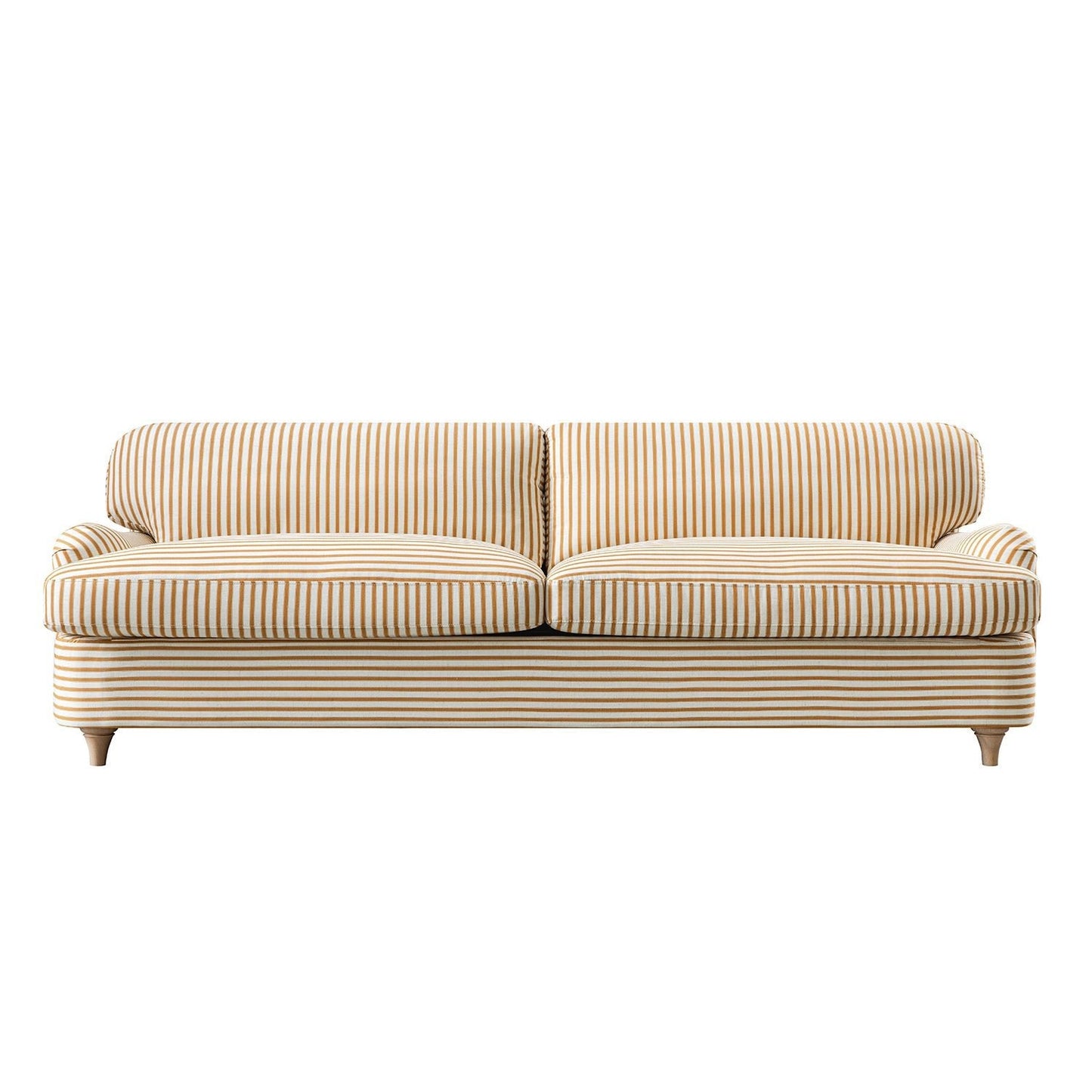 Daphnis Ochre Striped Linen Blend Sofa Bed, Large 3-Seater