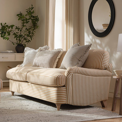 Daphnis Ochre Striped Linen Blend Sofa Bed, Large 3-Seater