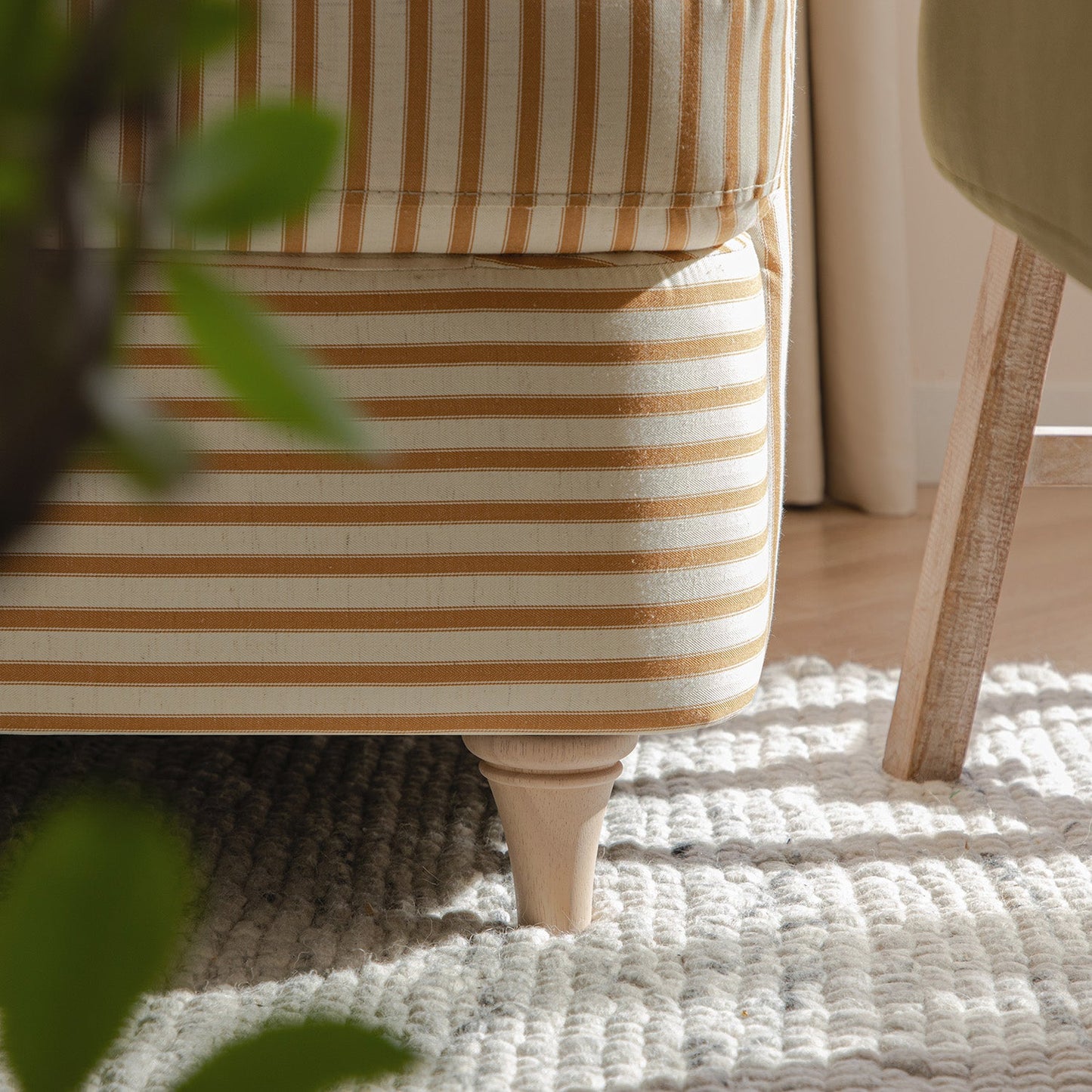 Daphnis Ochre Striped Linen Blend Sofa Bed, Large 3-Seater