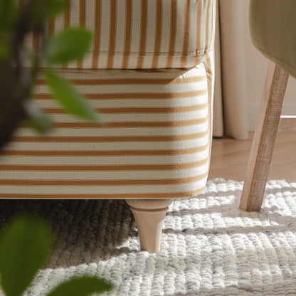 Daphnis Ochre Striped Linen Blend Sofa Bed, Large 3-Seater