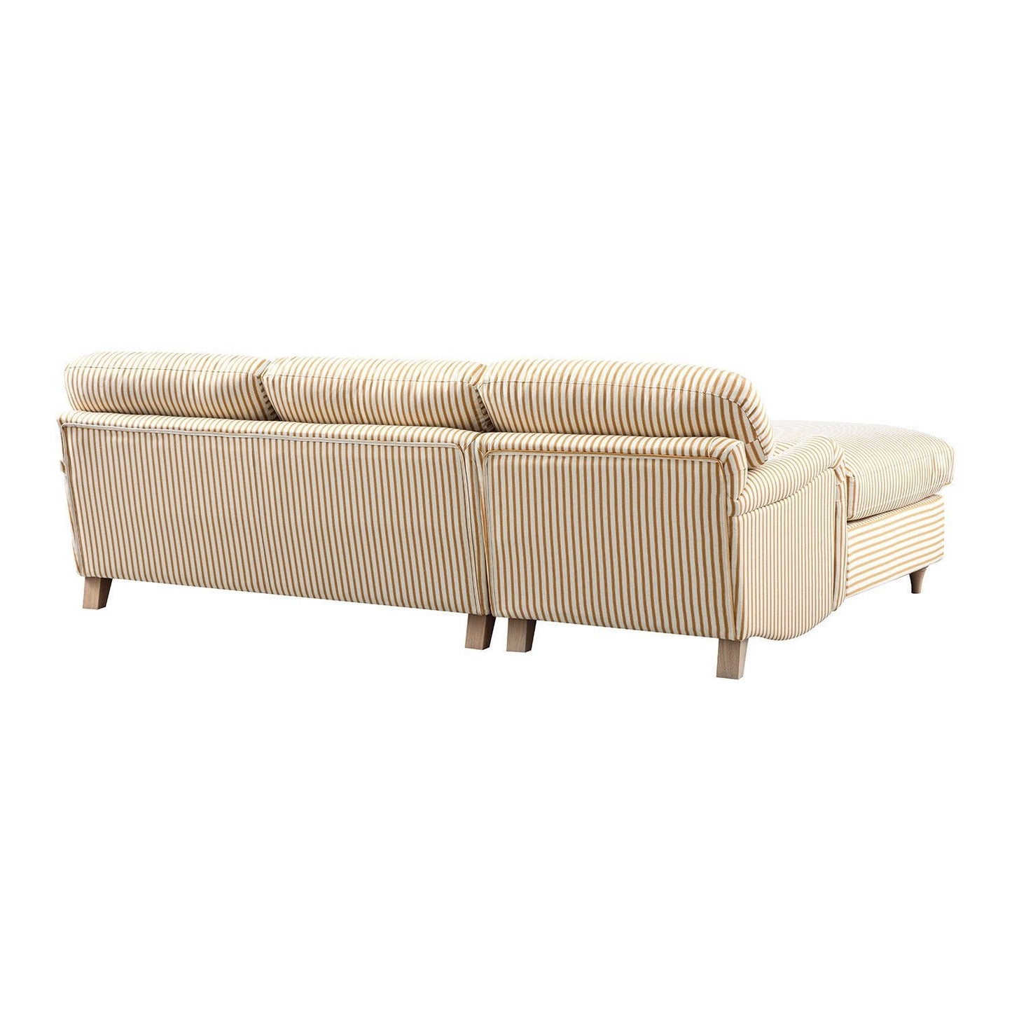 Daphnis Ochre Striped Linen Blend Sofa Bed, Grande Chaise Left Hand Facing